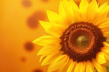 A large sunflower with a yellow background, created with Generative Ai Technology