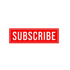 SUBSCRIBE - button red color with handon transparent background. YouTube channel. Vector illustration.