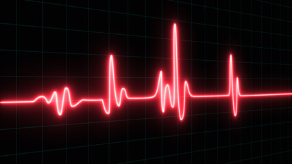 glowing neon heart pulse. heartbeat Electrocardiogram. emergency ekg monitoring.