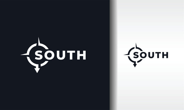 letter S south compass text logo