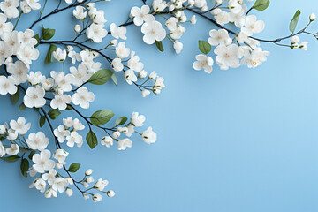 White flowers against a blue background with a space for your text