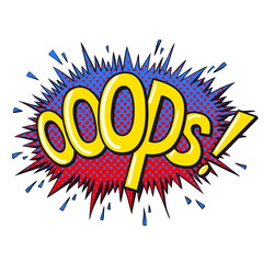 Comics text sound effects. Bubble speech phrase Ooops. Illustration on transparent background