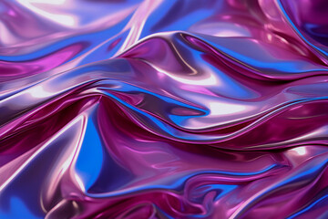 Fototapeta premium Chromatic Dreams: Vaporwave Chrome Foil on Flat Plastic Background, Generative AI