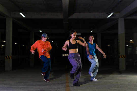 Group Of Street Performers Dancing A Modern Cool Dance