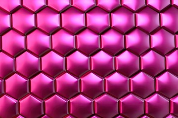 Close-up view of a shiny pink metallic surface, hexagon abstract created with Generative Ai Technology