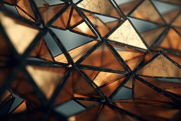 Close-up view of a mesmerizing glass sculpture, metal glass abstract background created with Generative Ai Technology