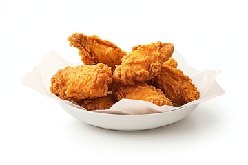fried chickens on white background