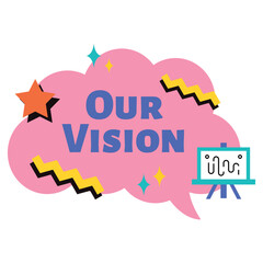 our vision badge, 90s nostalgic set, vintage badge, retro, old school, colorfull, funky design, abstract sticker