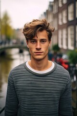 Fototapeta premium Dutch boy in Amsterdam. AI-generated image.