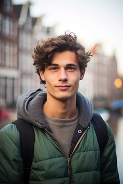 Dutch boy in Amsterdam. AI-generated image.