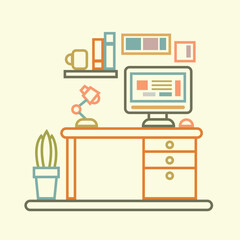 illustration of office desk
