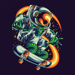 space astronaut skateboarding illustration © arjunagaluh