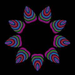 Beautiful colourful design gradient symmetrical caleidoscope leaf 