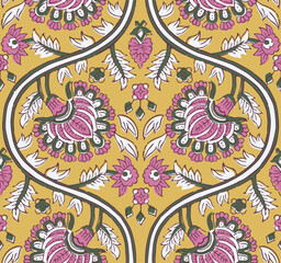 BAROQUE RENAISSANC FLORAL ALL OVER PRINT SEAMLESS PATTERN VECTOR ILLUSTRATION