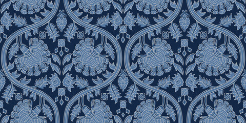 BAROQUE RENAISSANC FLORAL ALL OVER PRINT SEAMLESS PATTERN VECTOR ILLUSTRATION