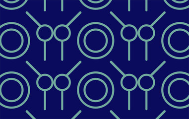 Seamless pattern with circles and lines. On an isolated blue background.