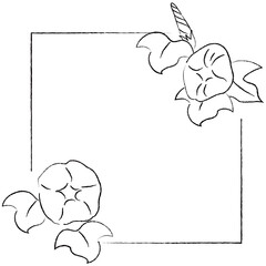 朝顔のイラストフレーム