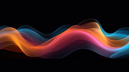 Obraz premium Vibrant and abstract smoke wave on a dark backdrop. Abstract background created with Generative Ai Technology