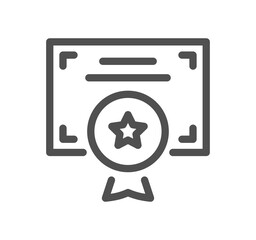 Diploma and certificate related icon outline and linear symbol.
