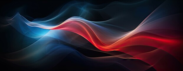 Dynamic red and blue wave on a black background. Abstract background created with Generative Ai Technology
