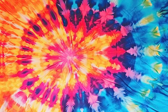 Vibrant tie-dyed flower in full bloom, created with Generative Ai Technology