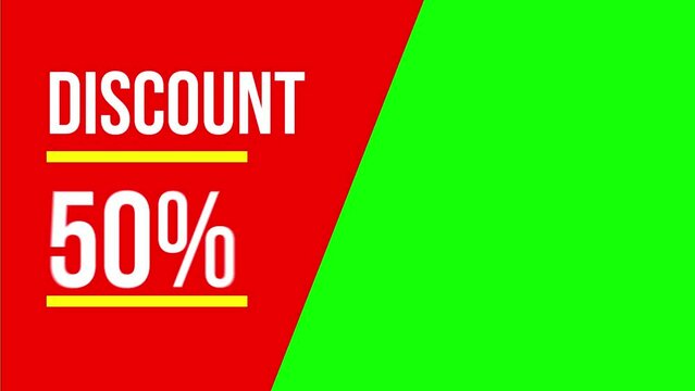 Animated background footage visualizing discount price with text discount 50 %.