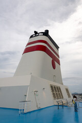 Ship chimney of a ferry moored at Kobe port