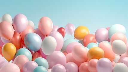 Colorful balloons floating in the sky, created with Generative Ai Technology