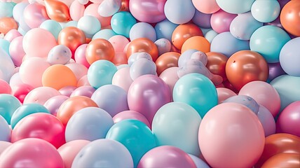 Colorful bunch of balloons floating in the air, created with Generative Ai Technology