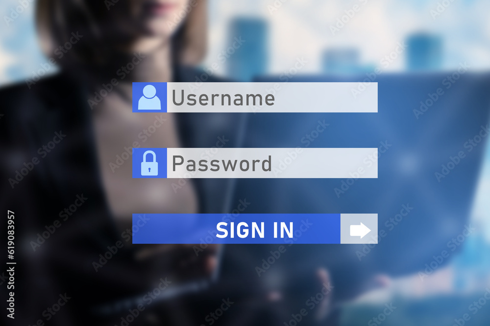 Poster login form and authorization. site authentication. place to enter username and password. authorizati
