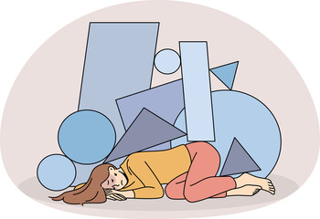 Stressed woman struggle with life problems