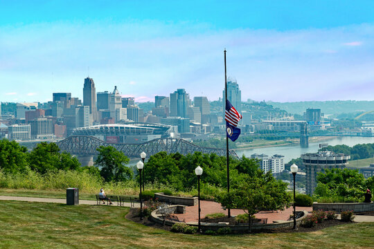 Cincinnati skyline on a summer day