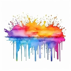 Fototapeta premium Colorful paint splatters on a white background, created with Generative Ai Technology