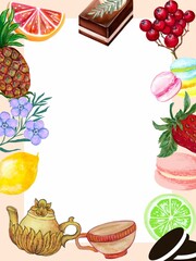 Traditional culture food dessert bakery and fruit teapot teacup teatime