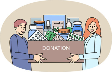 Caring people donate medications to people in need