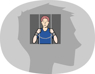 Man in jail inside human head