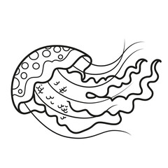 Jellyfish with tentacles outlined for coloring page isolated on white background