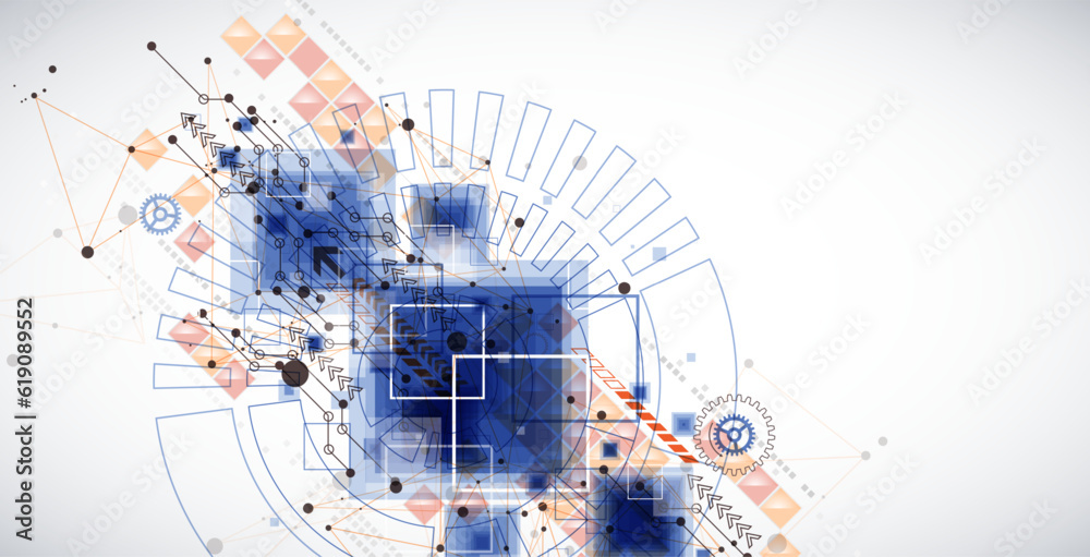 Wall mural template for science and technology presentation. plexus style background.