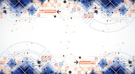 Template for science and technology presentation. Plexus style background.