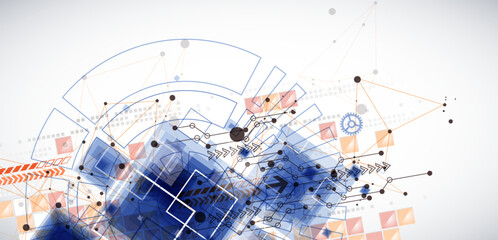 Template for science and technology presentation. Plexus style background.