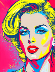 Pop art illustration, banner, texture or background of a beautiful woman.
