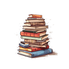 stack of books cartoon 