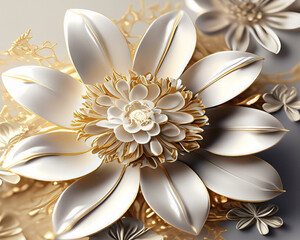 A white and gold bridal flower 