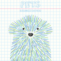 Portrait of pet. Abstract dog head. Markers drawing. Geometric pattern