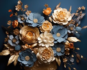 The vintage motif creates a beautiful, retro wallpaper with floral elements. (Illustration, Generative AI)