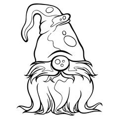 Gnome, black and white stripes on the white background Is a vector image Suitable for coloring Or general lines