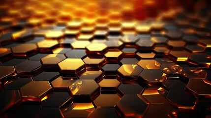 Obraz premium A vector honeycomb pattern of hexagons in yellow and black