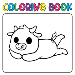 Vector cute cow for children's coloring page vector icon illustration