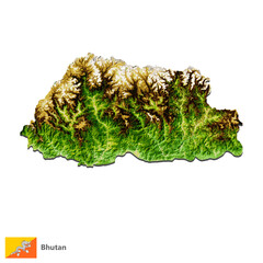 Bhutan Topography Country  Map Vector