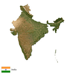 India Topography Country  Map Vector